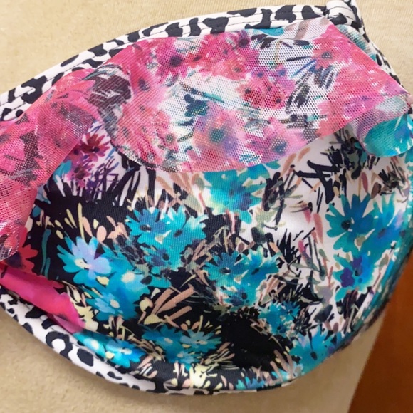 Kenneth Cole Bikini Swimsuit Floral Ruffle M Medium Y2K - Picture 3 of 6